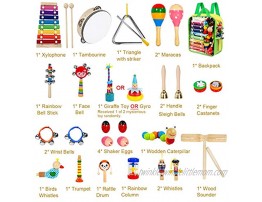Kids Musical Instruments 33Pcs 18 Types Wooden Percussion Instruments Tambourine Xylophone Toys for Kids Children Preschool Education Early Learning Musical Toy for Boys and Girls