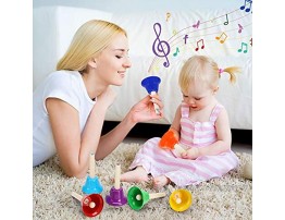 Koogel Coloful Musical Hand Bell Set 8 Note Diatonic Metal Hand Bells Musical Toy Percussion Instrument for Festival,Musical Teaching,Family Party for Kids