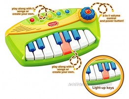 Liberty Imports 4-Piece Band Musical Toy Instruments Playset for Kids Keyboard Guitar Saxophone and Trumpet with Volume Control Green