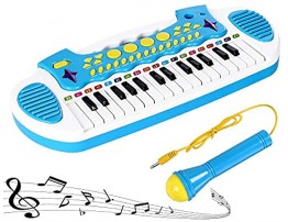 Love&Mini Piano Toy Keyboard for Toddlers Musical Instrument for Girls Birthday Gift 3 4 5 Years Old 31 Keys Blue