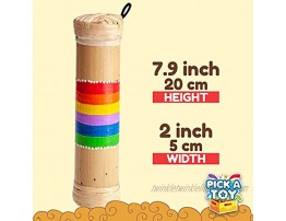 PICK A TOY Bamboo Rainstick Rain Shaker Sensory Toy Musical Instrument for Kids and Adults Lightweight and Easy to Use Music Game Rainbow Colored Rain Maker – with Gift Box