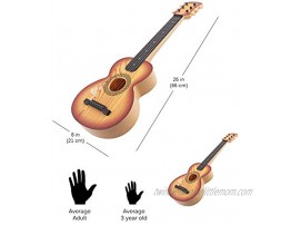 Vokodo Toy Guitar 6 Metal String Acoustic Kids 26” Ukulele With Guitar Pick Rock Star Toy Musical Instrument Vibrant Sound And Brown Color Tunable Perfect For Children Learning How To Play Educational