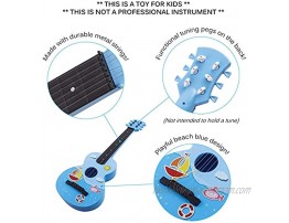 Vokodo Toy Guitar 6 Metal String Acoustic Kids 26” Ukulele With Guitar Pick Rock Star Toy Musical Instrument Vibrant Sound And Blue Color Tunable Perfect For Children Learning How To Play Educational