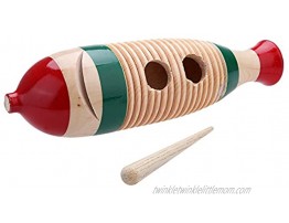 Voupuoda Wooden Guiro Fish-Shaped Colorful Kid Children Musical Toy Percussion Instrument