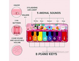 Woby Kids Piano Mat Floor Dance Playmat Toddler Instruments Musical Toys Touch Electronic Keyboard Early Education Toys Gifts with 5 Animal Sounds and Flashing LED Light for Baby Girls Pink