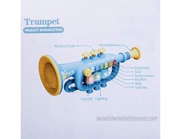 YF Yifan Trumpet Instrument Musical Toy Simulation Trumpet Musical Instrument Toys for Kids with Music Light Light Blue