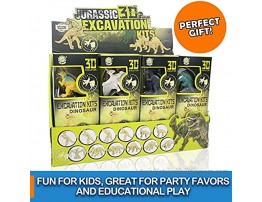 12 Pack Dig a Dinosaur Fossil and Figure Set | 1 Dozen 3D Dino Excavation Bulk Science Kits for Paleontology Archaeology STEM Learning Kids Activity Party Favors