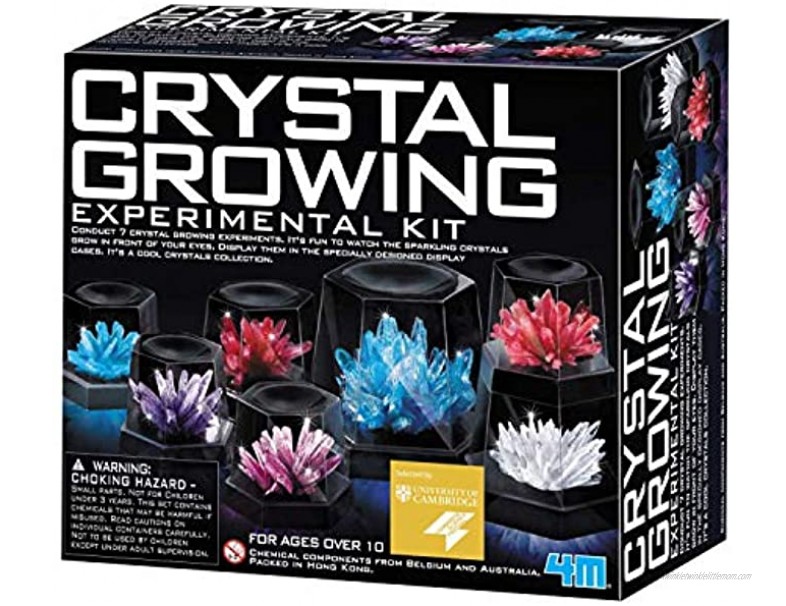 4M 5557 Crystal Growing Science Experimental Kit 7 Crystal Science Experiments with Display Cases Easy DIY STEM Toy Lab Experiment Specimens Educational Gift for Kids Teens Boys & Girls