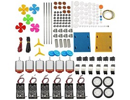 AOMAG DC Motors Kit for Kids 6 Set 159pcs Mini Electric Hobby Motor Strong Magnetic with Plastic Gears Shaft Propeller Plastic Wheels for DIY STEM Engineering Toy Science Project