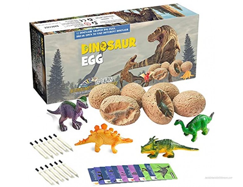 Dinosaur Toys Dinosaur Egg Dig Kit Kids Gifts Break Open 12 Unique Dinosaur Eggs and Discover 12 Cute Dinosaurs Easter Archaeology Science STEM Toys Technology Gifts for Boys Girls Toys