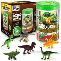 DIY Light Up Dinosaurs Terrarium Kit for Kids with LED Light- Create Your Customized Mini Plant Garden in a jar Plant Growing Kit Bedroom Decor Dino Gifts for Boys and Girls Age 3 4 5 6 7 8-12