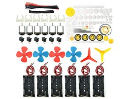 EUDAX 6 set Rectangular Mini Electric 1.5-3V 24000RPM DC Motor with 84 Pcs Plastic Gears,Electronic wire 2 x AA Battery Holder ,Boat Rocker Switch,Shaft Propeller for DIY Science Projects