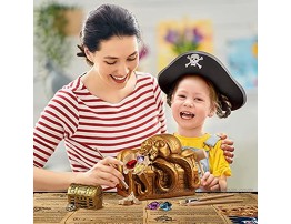 Jumbo Pirate Dig Kit – Pirate Toys for Kids Dig up 12 Pirate Treasures Gemstones Gold Coins – Great Birthday Party Supplies Gifts Idea for Boys & Girls Includes Treasure Chest