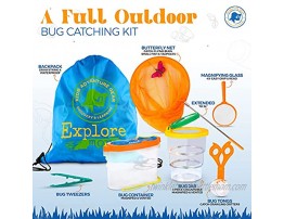 Kids Outdoor Nature Explorer & Bug Catching kit + 3 Activities-Binoculars-Headlamp-Compass-Magnifying Glass-Critter Catcher-Butterfly Net-Camping-Hiking- Adventure Gear Toys Gift Boys & Girls 3-12
