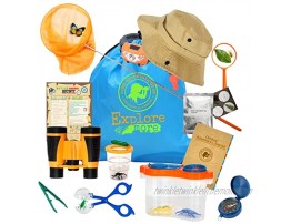 Kids Outdoor Nature Explorer & Bug Catching kit + 3 Activities-Binoculars-Headlamp-Compass-Magnifying Glass-Critter Catcher-Butterfly Net-Camping-Hiking- Adventure Gear  Toys  Gift Boys & Girls 3-12