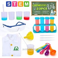 Lucky Doug Kids Science Experiment Kit with Lab Coat 23PCS Scientific Experiments Tools Set for Lab Activity Experiments Classroom Costume Dress-up Role Play Ages 3+