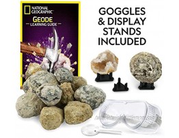 NATIONAL GEOGRAPHIC Break Open 15 Premium Geodes With Goggles Detailed Learning Guide 3 Display Stands Great Stem Science Toy & Educational Gift