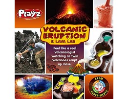 Playz Volcanic Eruption & Lava Lab Science Experiments Kit 22+ Tools to Make Lava Bombs Volcano Eruptions Fizzing Mineral Pools Fake Poison Gas & Crystal Deposits for Boys Girls & Teenagers