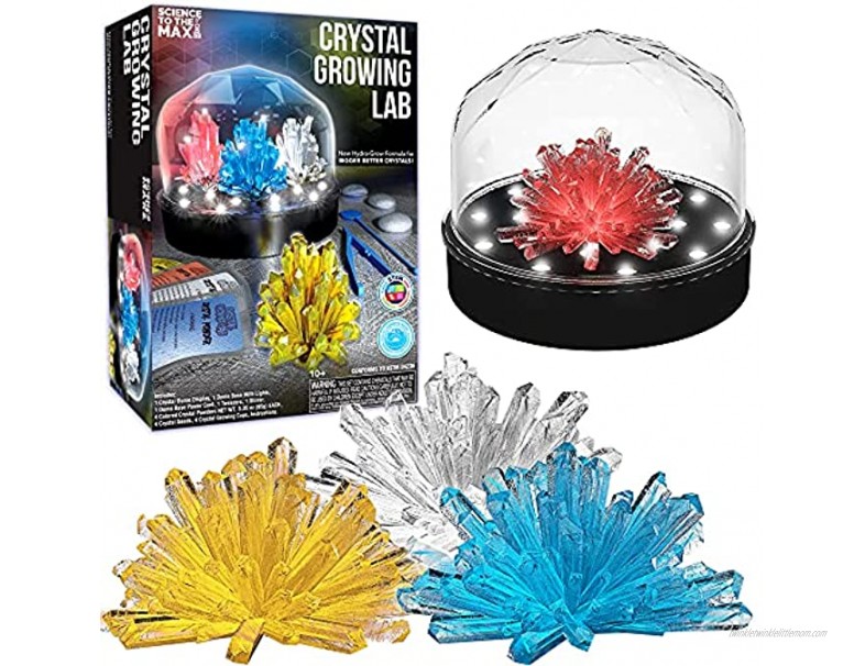 Science Kit For Kids Crystal Growing Kit + Light Up Display Dome for Kids by Creative Kids Make Your Own Grow 4 Large Crystals DIY Educational Experiment STEM Birthday Crafts Gift for Boys & Girls