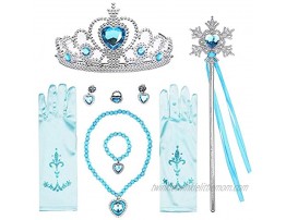 T-Trees Princess Dress Up Jewelry Dress Up Set for Girls Jewelry Accessories with Crowns Necklaces Wands Rings Earrings Bracelets 7pcs