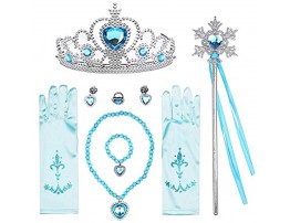 T-Trees Princess Dress Up Jewelry Dress Up Set for Girls Jewelry Accessories with Crowns Necklaces Wands Rings Earrings Bracelets 7pcs