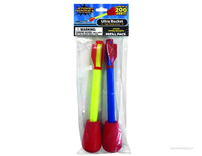 The Original Stomp Rocket Ultra Rocket Refill Pack 2 Rockets Outdoor STEM Toy Gift for Boys and Girls- Ages 6 Years Up Great for Outdoor Play