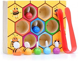 WOOD CITY Toddler Fine Motor Skills Toys,Bee to Hive Matching Game Wooden Color Sorting Toy for Toddler 2 3 Years Old Montessori Preschool Learning Toys Gift for Children