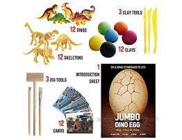 XX Jumbo Dino Egg Dig and Clay Kit Dig Up 12 Dinosaur Fossils and Dinosaur Toys – Great Gifts for Boys Girls Science Kit for Kids 4-8 Craft Kits Archaeology STEM Learning