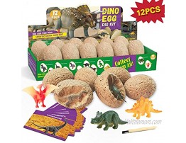 XXTOYS Dino Egg Dig Kit Dinosaur Eggs 12 Dinosaur Excavation Kits with 12 Unique Dinosaur Toys Dinosaur Dig for Kids Easter Party Archaeology Paleontology Educational Science Gift