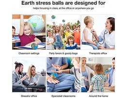 12 Pcs Globe Squishy Stress Balls for Adults and Kids with 12 Pack 0.5mm 6-in-1 Multicolor Ballpoint Pen Earth Squeeze Balls Relief Toys Therapeutic Educational Balls Bulk