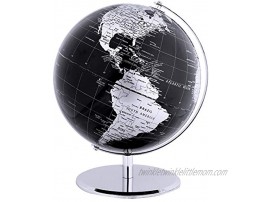 ANNOVA Metallic World Globe Black – Educational Geographic Modern Desktop Decoration Stainless Steel Arc and Base Earth World Metallic Black for School Home and Office 10-Inch