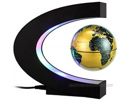 Arvin Anti Gravity Floating World Map Globe Magnetic Levitation C Shape Base 3 inch Rotating Planet Earth Ball LED Light Lamp Educational Gifts for Kids Home Office Desk Decoration Gold