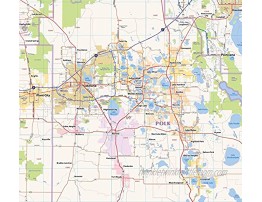 Central Florida Laminated Wall map 67Wx54L