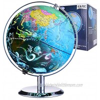 Globe for Kids Learning 8 Inchs 360°Rotation Illuminated Led Light Desktop Geographic Constellation Interactive Educational Discovery World Map Globe with Stand for Home School Child Adults Gifts