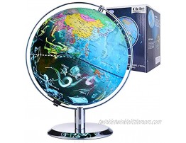 Globe for Kids Learning 8 Inchs 360°Rotation Illuminated Led Light Desktop Geographic Constellation Interactive Educational Discovery World Map Globe with Stand for Home School Child Adults Gifts