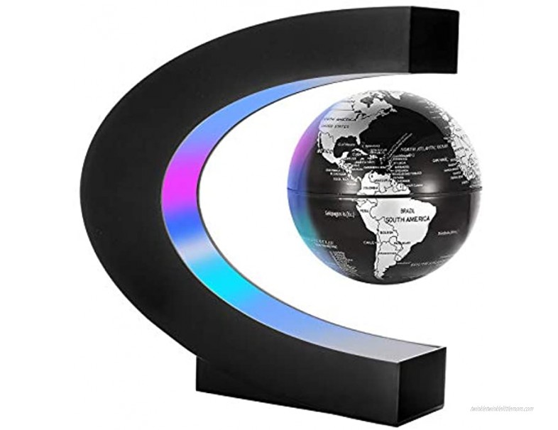 Gresus Magnetic Levitation Floating World Map Globe with C Shape Base Floating Globe with LED Lights Great Fathers Students Teacher Business Boyfriend Birthday Gift for Home Office Desk Decoration