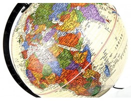 Illuminated Antique World Globe 10” 25 cm Diameter – Premium Antique Desktop World Globe Perfect for Home & Office Décor Over 4,000 Place Names Energy-Saving LED Weighted Base