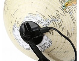 Illuminated Antique World Globe 10” 25 cm Diameter – Premium Antique Desktop World Globe Perfect for Home & Office Décor Over 4,000 Place Names Energy-Saving LED Weighted Base