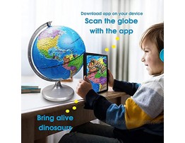 Illuminated World Globe for Kids Learning 8 Inch Diameter Augmented Reality Interactive AR App Based World Globe for Kids Educational Toys Gift