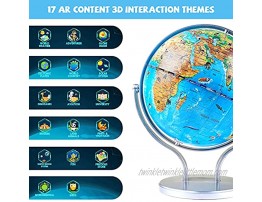 Interactive Globe for Kids 8 Inchs AR Cartoon Educational Globes of The World with Stand 720°Rotation Augmented Reality Learning Toy for Classroom Geography Teaching Cafe Home&Office Decoration