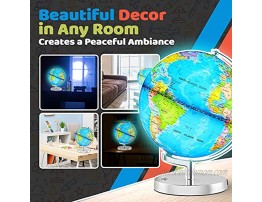Little Chubby One 13 Inch 9 Inch Dia Illuminated LED World Globe for Kids & Adults STEM Colorful Informative Easy to Read Light Up Globe Lamp with Stand for Learning Education and Night Light