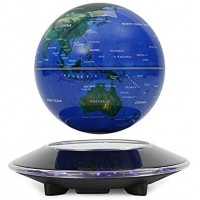 Magnetic Levitating Globe 6 Inch Floating Blue Globe World Map Levitating LED Light for Children Educational Gift Home Office Desk Decoration