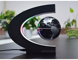 Senders Floating Globe with LED Lights C Shape Magnetic Levitation Floating Globe World Map for Desk Decoration Black-Silver