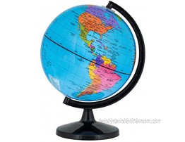 TCP Global 6 Blue Ocean World Globe with Black Base Compact Mini Political Globe Vertical Axis Rotation Fun Educational Learn Earth Geography School Home Office Shelf Desktop Display