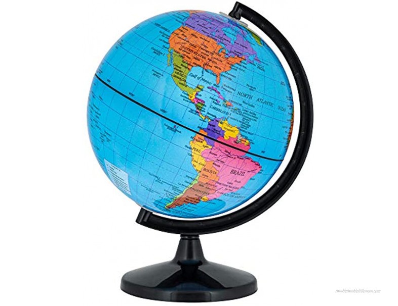 TCP Global 6 Blue Ocean World Globe with Black Base Compact Mini Political Globe Vertical Axis Rotation Fun Educational Learn Earth Geography School Home Office Shelf Desktop Display