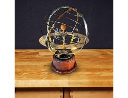 tiezhi Brass Antique Finish Armillary Celestial Globe Grand Orrery Model Solar System Metal Desktop Ornaments Small Gold Armillary Stand Metal Globe with Astrological Signs