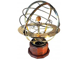 tiezhi Brass Antique Finish Armillary Celestial Globe Grand Orrery Model Solar System Metal Desktop Ornaments Small Gold Armillary Stand Metal Globe with Astrological Signs
