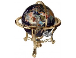 Unique Art 21-Inch Tall Blue Lapis Ocean Table Top Gemstone World Globe with Gold Tripod