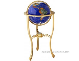 Unique Art 36-Inch by 13-Inch Floor Standing Blue Lapis Gemstone World Globe Gold Tripod
