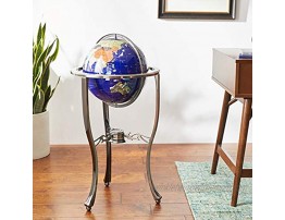 Unique Art 36-Inch by 13-Inch Floor Standing Blue Lapis Gemstone World Globe with Silver Tripod